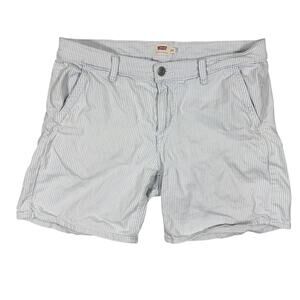 Levi’s Womens Shorts Size 29 White Blue Striped Mid Rise Casual